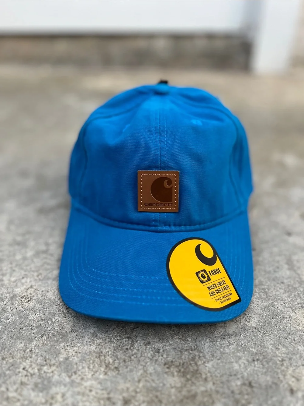💙 Carhartt Blue Canvas Cap with Leather Patch AH0289 NWT